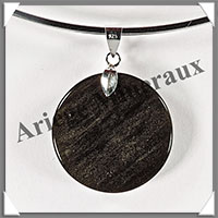 OBSIDIENNE Dore - Pendentif Argent - Rond - Diamtre : 30 mm - W001