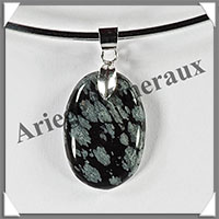 OBSIDIENNE Mouchete - Pendentif Argent - Ovale - 30x18 mm - W001