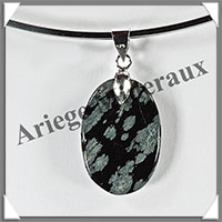 OBSIDIENNE Mouchete - Pendentif Argent - Ovale - 30x18 mm - W001