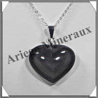 OEIL CELESTE - Pendentif COEUR Serti - 35x30x11 mm - 18,0 grammes - G012