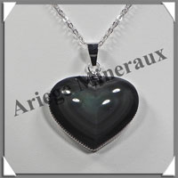 OEIL CELESTE - Pendentif COEUR Serti - 37x31x11 mm - 18,5 grammes - G025