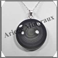 OEIL CELESTE - Pendentif ROND Serti - 45x45x8 mm - 36,3 grammes - G043