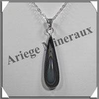 OEIL CELESTE - Pendentif GOUTTE Sertie - 40x12x7 mm - 7,6 grammes - G007