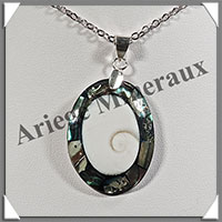OEIL de SAINTE-LUCIE - Pendentif Argent - Ovale serti de Nacre - 38x25 mm - W002