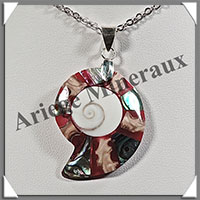 OEIL de SAINTE-LUCIE - Pendentif Argent - Forme Nautile serti de Nacre - 37x27 mm - W003