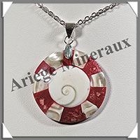 OEIL de SAINTE-LUCIE - Pendentif Argent - Forme Rond serti de Nacre - Diamtre : 34 mm - W004