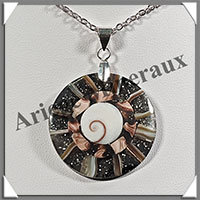 OEIL de SAINTE-LUCIE - Pendentif Argent - Forme Rond serti de Nacre - Diamtre : 31 mm - W005