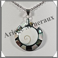 OEIL de SAINTE-LUCIE - Pendentif Argent - Forme Rond serti de Nacre - Diamtre : 28 mm - W006