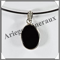ONYX NOIR Facet - Pendentif Argent - Ovale - 25x12 mm - W001