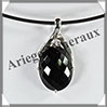 ONYX NOIR Facet - Pendentif Argent - Ovale - 34x18 mm - W002 Brsil