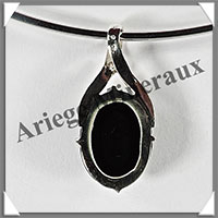 ONYX NOIR Facet - Pendentif Argent - Ovale - 35x17 mm - W003