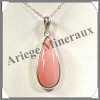 OPALE ROSE - Pendentif Argent - Goutte - 45 mm - C001