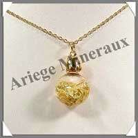 OR - Pendentif Feuilles d'Or - Boule Creuse - 25 mm - MIBLC