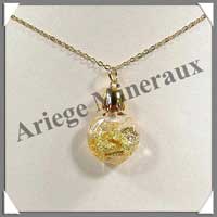 OR - Pendentif Feuilles d'Or - Boule Aplatie - 25 mm - MIBPT