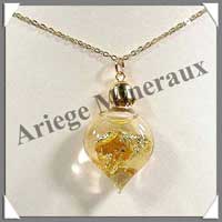 OR - Pendentif Feuilles d'Or - Coeur Creux - 25 mm - MICC