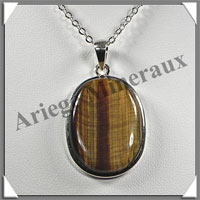 OEIL de TIGRE - Pendentif Argent - Ovale - 30x20 mm - C019