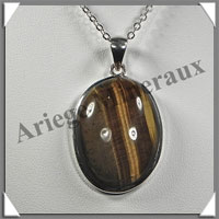 OEIL de TIGRE - Pendentif Argent - Ovale - 33x23 mm - C025