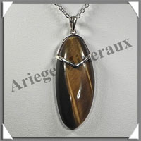 OEIL de TIGRE - Pendentif Argent - Free Form - 47x18 mm - C027