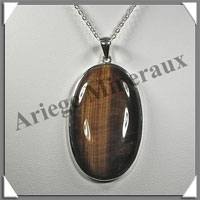 OEIL de TIGRE - Pendentif Argent - Ovale - 50x30 mm - C029