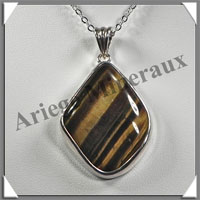 OEIL de TIGRE - Pendentif Argent - Free Form - 37x28 mm - C030