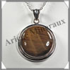 OEIL de TIGRE - Pendentif Argent - Rond - Diamtre : 35 mm - P001 Afrique du Sud