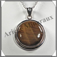 OEIL de TIGRE - Pendentif Argent - Rond - Diamtre : 35 mm - P001