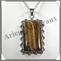 OEIL de TIGRE - Pendentif Argent - Rectangle - 50x30 mm - P003