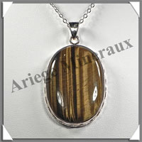 OEIL de TIGRE - Pendentif Argent - Ovale - 50x30 mm - P004