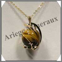 OEIL DE TIGRE - Pendentif Sphre 20 mm - C