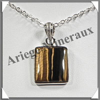 OEIL de TIGRE - Pendentif Argent - Carr - 15x15 mm - W001