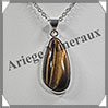 OEIL de TIGRE - Pendentif Argent - Free Form - 30x13 mm - W002 Afrique du Sud