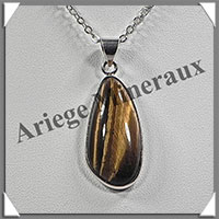 OEIL de TIGRE - Pendentif Argent - Free Form - 30x13 mm - W002