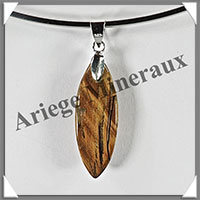 OEIL de TIGRE - Pendentif Argent - Ovale Bipointe - 35x12 mm - W008