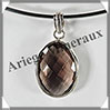 QUARTZ FUME Facet - Pendentif Argent - Ovale - 30x18 mm - W001 Nigria