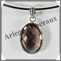 QUARTZ FUME Facet - Pendentif Argent - Ovale - 30x18 mm - W001