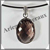 QUARTZ FUME Facet - Pendentif Argent - Ovale - 30x18 mm - W001