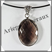 QUARTZ FUME Facet - Pendentif Argent - Ovale - 35x20 mm - W002