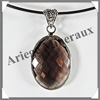 QUARTZ FUME Facet - Pendentif Argent - Ovale - 35x20 mm - W002