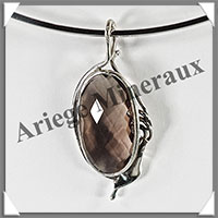 QUARTZ FUME Facet - Pendentif Argent - Ovale - 50x21 mm - W004