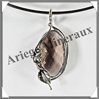 QUARTZ FUME Facet - Pendentif Argent - Ovale - 50x21 mm - W004