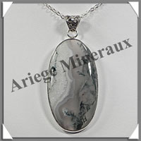 QUARTZ MOUSSE - Pendentif Argent - Ovale - 52x26 mm - W001