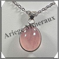 QUARTZ ROSE Etoil - Pendentif Argent - Ovale - 18x15 mm - W001