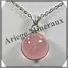 QUARTZ ROSE Etoil - Pendentif Argent - Rond - Diamtre : 15 mm - W002 Madagascar