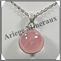 QUARTZ ROSE Etoil - Pendentif Argent - Rond - Diamtre : 15 mm - W002