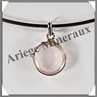 QUARTZ ROSE Etoil - Pendentif Argent - Rond - Diamtre : 15 mm - W003