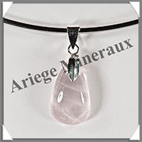 QUARTZ ROSE Etoil - Pendentif Argent - Goutte - 25x14 mm - W004