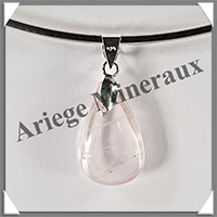 QUARTZ ROSE Etoil - Pendentif Argent - Goutte - 25x14 mm - W004