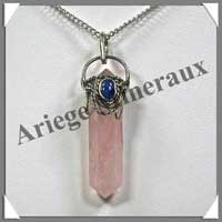 QUARTZ ROSE (Cabochon Lapis) - Pendentif Espagnol Antique - 45 mm - C002
