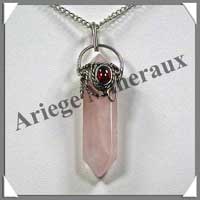 QUARTZ ROSE (Cabochon Grenat) - Pendentif Espagnol Antique - 45 mm - C004