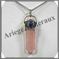 QUARTZ ROSE (Cabochon Lapis) - Pendentif Espagnol Antique - 45 mm - C005